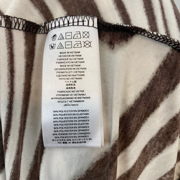 Y2K Brown Zebra Print Flowy Leather Buckle Halter Neck Maxi Dress - Picture 15 of 15